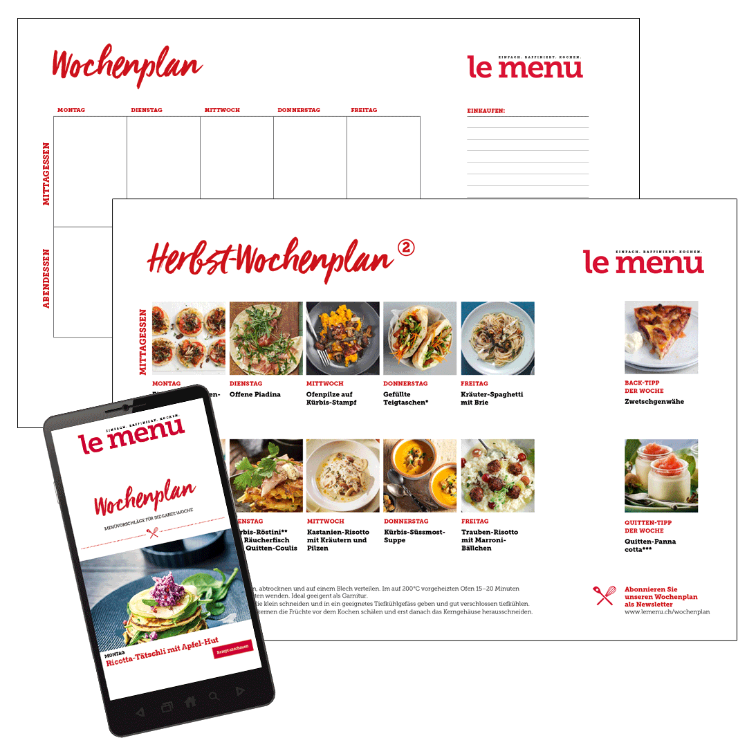 Wochenplan Menu Rezepte